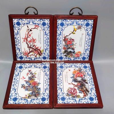 tranh sứ, tranh sứ hoạ tiết tứ quý, tranh sứ trung quốc